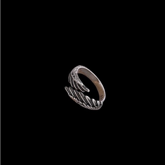 Thai Silver Feather Wings Silver Color Resizable Opening Ring - Picture 4 of 6